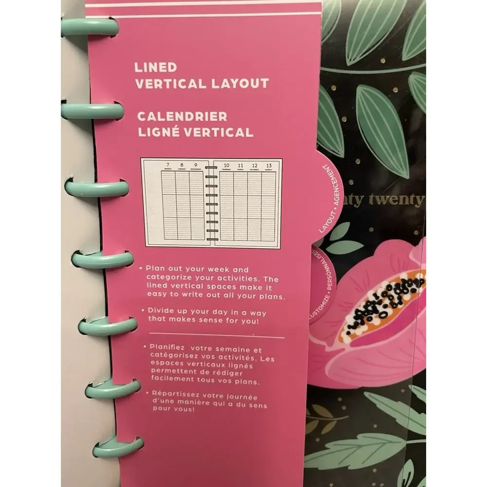 Happy Planner Classic Tiny Florals Lined Vertical Layout 12 Mo 9 Disc Size